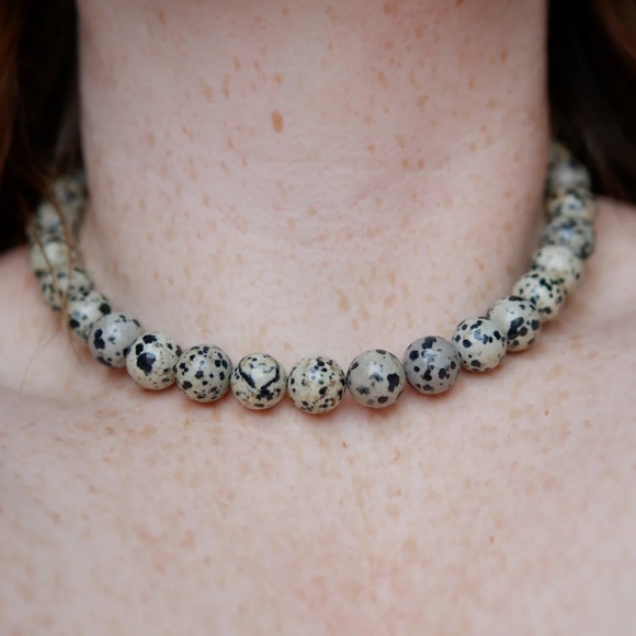 BN Freckled Dalmatian Jasper Beaded Necklace - Picture 2 of 5